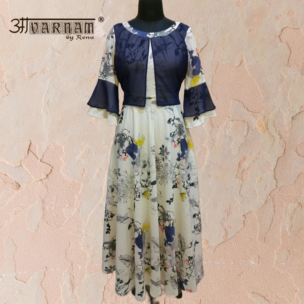 Aavarnam By Renu - Flared Crepe Maxi Dress - M00008