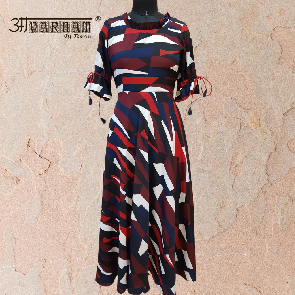 Aavarnam By Renu - Flared Crepe Maxi Dress - M00009