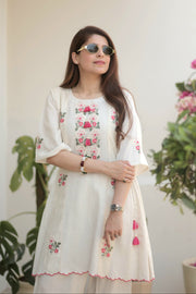 AAVARNAM by RENU – Cotton Embroidered Shirt & Lower Set