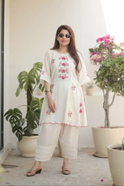 AAVARNAM by RENU – Cotton Embroidered Shirt & Lower Set