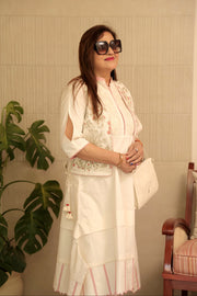 AAVARNAM by RENU - Embroidered Cotton Set with Jute Jacket