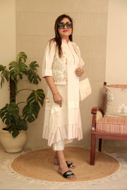 AAVARNAM by RENU - Embroidered Cotton Set with Jute Jacket