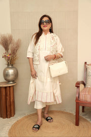 AAVARNAM by RENU - Embroidered Cotton Set with Jute Jacket