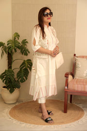 AAVARNAM by RENU - Embroidered Cotton Set with Jute Jacket