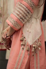 AAVARNAM by RENU - Crochet Detail Cotton Shirt & Lower Set