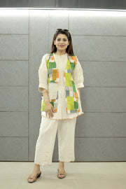 AAVARNAM by RENU - Embroidered Cotton Shirt Set with Jacket