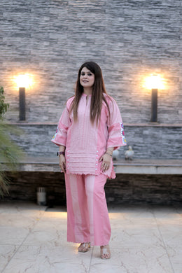 AAVARNAM By RENU - Cotton Crochet Shirt & Pants Set