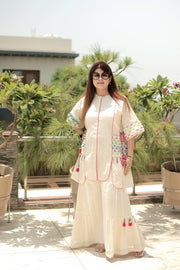 AAVARNAM by RENU -  Soft Cotton Self-Weave Shirt & Gathered Pants