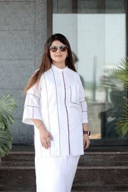 AAVARNAM by RENU - Cotton Shirt and Layered Drape & Pants Set