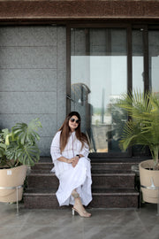 AAVARNAM by RENU - Cotton Shirt and Layered Drape & Pants Set