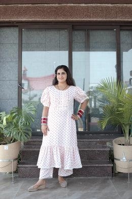 AAVARNAM by RENU - Soft Mul Cotton Gathered Dress & Lower