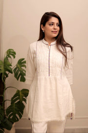 AAVARNAM by RENU - Soft Linen Shirt & Pants Set with Piping Detailing