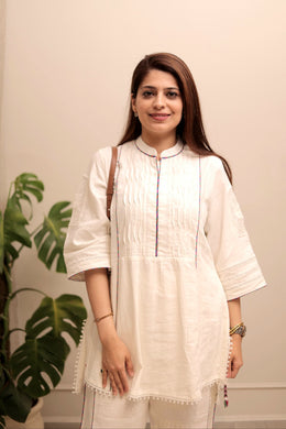 AAVARNAM by RENU - Soft Linen Shirt & Pants Set with Piping Detailing