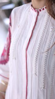 AAVARNAM by RENU - Embroidered Cotton Shirt & Pleated Lower Set