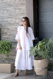 AAVARNAM by RENU - Cotton Crochet Shirt & Flared Lower Set