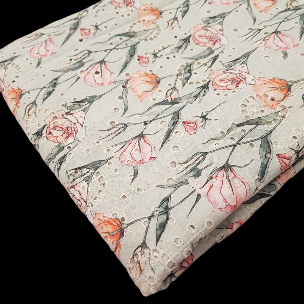 Printed Cotton Fabric With Hakoba Work - F00013