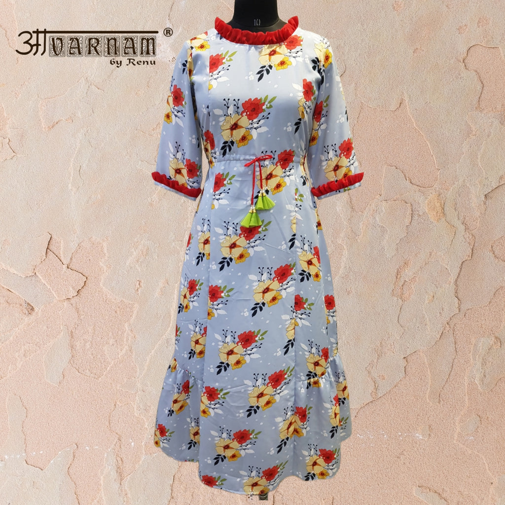 Aavarnam By Renu - Gathered Flared Crepe Maxi Dress - M00007